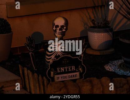 26 ottobre 2024 Hull E. Yorkshire. Altre decorazioni di Halloween che appaiono come il giorno "Trick or Treat" si avvicina. I temi sono piuttosto modesti quest'anno, ma molto cruenti! Bridget Catterall / AlamyLiveNews Foto Stock