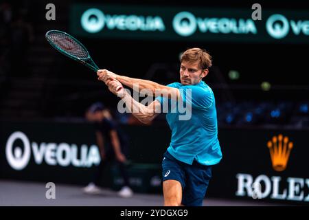 David GOFFIN (BEL) durante le qualificazioni del Rolex Paris Masters 2024, il torneo di tennis ATP Masters 1000 il 26 ottobre 2024 all'Accor Arena di Parigi, in Francia Foto Stock