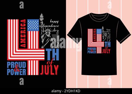 4 luglio: T-shirt per il giorno dell'indipendenza Design Inspirational Vector Graphic Illustrazione Vettoriale