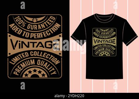 Logotipo originale Vintage retro Brand Design di T-shirt Vector per abbigliamento di qualità e uso commerciale Illustrazione Vettoriale