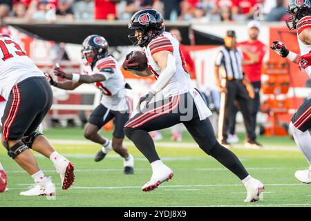 26 ottobre 2024: Il tight end degli Utah Utes Brant Kuithe (80) corre in touchdown dopo aver fatto una presa durante una gara tra gli Utah Utes e gli Houston Cougars a Houston, Texas. Trask Smith/CSM Foto Stock