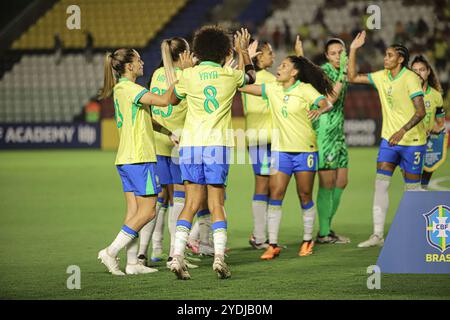 26 ottobre 2024, Cariacica, Espirito Santo, Brasile: Cariacica (es), 10/26/2024 - amichevole/femminile/brasile/colombia/ - partita tra brasile e colombia, per l'amichevole di calcio femminile tra brasile e colombia, tenutasi presso lo stadio kleber andrade, a cariacica a espirito santo, questo sabato 26 ottobre 2024. (Immagine di credito: © Mayra Ferreira Dos Santos/TheNEWS2 via ZUMA Press Wire) SOLO PER USO EDITORIALE! Non per USO commerciale! Foto Stock