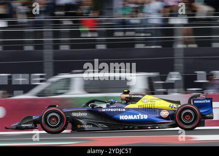 (241027) -- CITTÀ DEL MESSICO, 27 ottobre 2024 (Xinhua) -- l'Argentina Franco Colapinto di Williams Mercedes gareggia durante la sessione di qualificazione del Gran Premio di Formula uno di città del Messico 2024 sul circuito Hermanos Rodriguez di città del Messico, Messico, il 26 ottobre 2024. (Foto di Francisco Canedo/Xinhua) Foto Stock