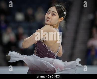 Seoyeong Wi of Korea pattina durante il programma di pattinaggio gratuito femminile alla competizione ISU di pattinaggio artistico Skate Canada il 26 ottobre 2024 ad Halifax, Canada. Crediti: Mathieu Belanger/AFLO/Alamy Live News Foto Stock