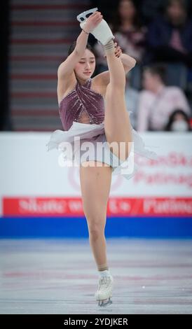 Seoyeong Wi of Korea pattina durante il programma di pattinaggio gratuito femminile alla competizione ISU di pattinaggio artistico Skate Canada il 26 ottobre 2024 ad Halifax, Canada. Crediti: Mathieu Belanger/AFLO/Alamy Live News Foto Stock