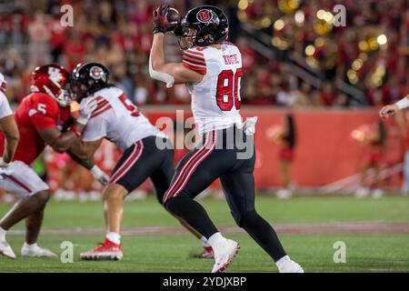 Houston, Texas, Stati Uniti. 26 ottobre 2024. Il tight end degli Utah Utes Brant Kuithe (80) fa una presa durante una partita tra gli Utah Utes e gli Houston Cougars a Houston, Texas. Trask Smith/CSM/Alamy Live News Foto Stock