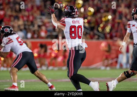 Houston, Texas, Stati Uniti. 26 ottobre 2024. Il tight end degli Utah Utes Brant Kuithe (80) fa una presa durante una partita tra gli Utah Utes e gli Houston Cougars a Houston, Texas. Trask Smith/CSM/Alamy Live News Foto Stock