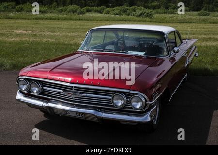 Auto d'epoca americana, Chevrolet Impala dal 1960, RED, Arvika, Vaermland, Svezia, Europa Foto Stock