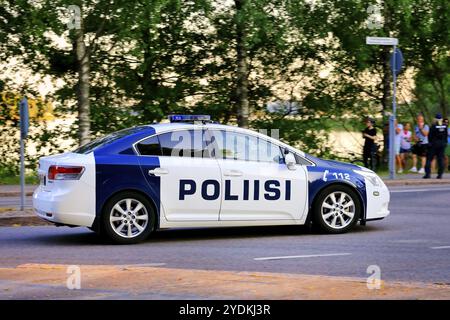 Helsinki, Finlandia. 15 luglio 2018. Veicolo della polizia Toyota a Helsinki per lo storico incontro dei Presidenti USA e russi di Brusski2018 Foto Stock