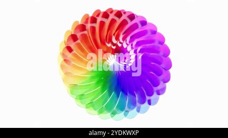 Colorare il vetro arcobaleno alla moda ruota sul rendering 3d bg bianco Foto Stock