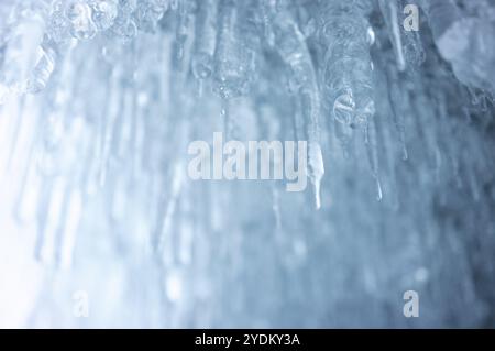 Sfondo o immagine di tessitura con cristalli di ghiaccio patterns Foto Stock