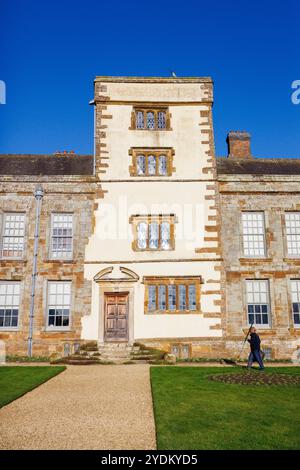 Canons Ashby, Elizabethan Building, Northamptonshire, Inghilterra, Regno Unito Foto Stock