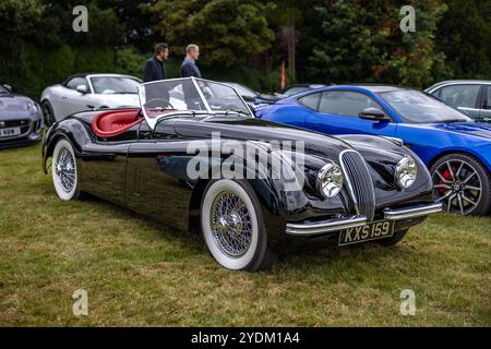 1952 Jaguar XK120, in mostra al Salon Privé Concours d'Elégance Motor show tenutosi a Blenheim Palace. Foto Stock