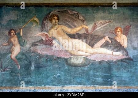 Affresco della dea Venere, protettrice di Pompei nella Casa di Venere nel guscio, Cassa della Venere a Conchiglia. Pompei, Italia Foto Stock