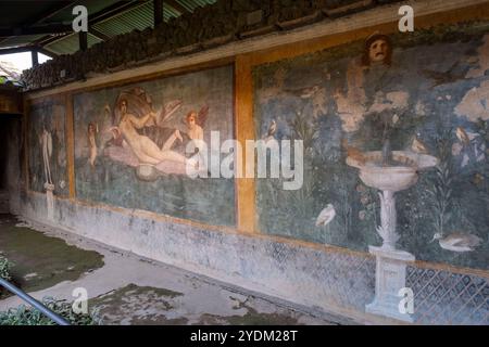 Affresco della dea Venere, protettrice di Pompei nella Casa di Venere nel guscio, Cassa della Venere a Conchiglia. Pompei, Italia Foto Stock