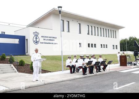 Madrid, 05/09/2024. Inaugurazione dell'Archivio storico della Marina "Juan Sebastián Elcano" da parte del Ministro della difesa, Margarita Robles, del Capo di Stato maggiore della difesa (Jemad), dell'ammiraglio Teodoro Estebhan López Calderón e dell'ammiraglio Capo di Stato maggiore della Marina (AJEMA), Antonio Piñeiro Sánchez. Foto: Tania Sieira. ARCHDC. Crediti: Album / Archivo ABC / Tania Sieira Foto Stock