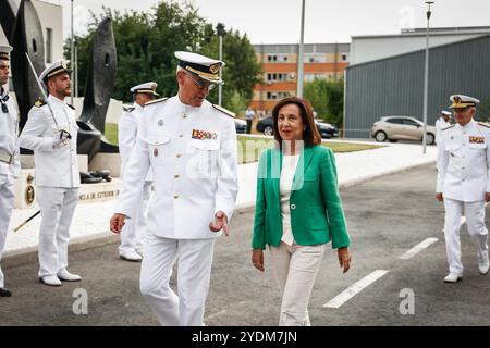 Madrid, 05/09/2024. Inaugurazione dell'Archivio storico della Marina "Juan Sebastián Elcano" da parte del Ministro della difesa, Margarita Robles, del Capo di Stato maggiore della difesa (Jemad), dell'ammiraglio Teodoro Estebhan López Calderón e dell'ammiraglio Capo di Stato maggiore della Marina (AJEMA), Antonio Piñeiro Sánchez. Foto: Tania Sieira. ARCHDC. Crediti: Album / Archivo ABC / Tania Sieira Foto Stock