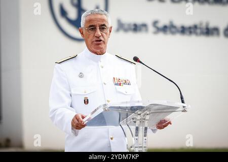 Madrid, 05/09/2024. Inaugurazione dell'Archivio storico della Marina "Juan Sebastián Elcano" da parte del Ministro della difesa, Margarita Robles, del Capo di Stato maggiore della difesa (Jemad), dell'ammiraglio Teodoro Estebhan López Calderón e dell'ammiraglio Capo di Stato maggiore della Marina (AJEMA), Antonio Piñeiro Sánchez. Foto: Tania Sieira. ARCHDC. Crediti: Album / Archivo ABC / Tania Sieira Foto Stock