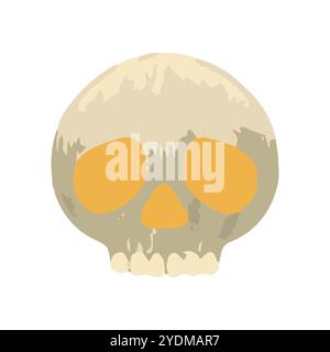 Teschio spettrale in stile cartoni animati, illustrazione vettoriale del cranio isolata su sfondo bianco Illustrazione Vettoriale