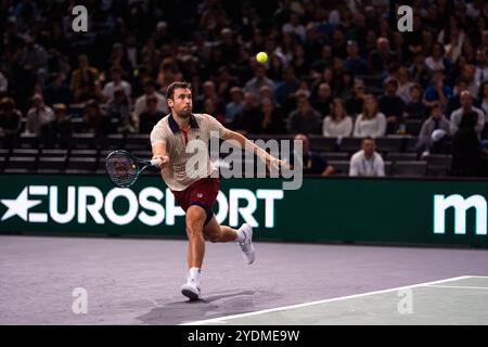Quentin HALYS (fra) durante le qualifiche del Rolex Paris Masters 2024, il torneo di tennis ATP Masters 1000 il 27 ottobre 2024 all'Accor Arena di Parigi, in Francia Foto Stock