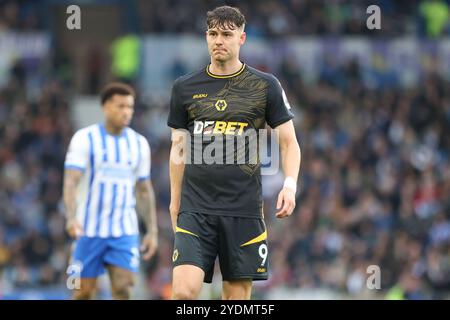 Jørgen Strand Larsen in azione per il Wolverhampton Wanderers FC all'AMEX Stadium Foto Stock