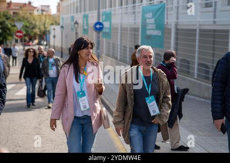 Calella, Spagna. 27 ottobre 2024. L'ultimo giorno del congresso per il partito indipendentista Junts guidato dall'ex presidente Puigdemont, dove è stata ratificata la nuova dirigenza del partito, con Puigdemont in prima linea. Último día del congreso del partido independent de Puigdemont, 'Junts', donde se ha ratificado la nueva ejecutiva del partido, con el expresidente Puigdemont al frente. Nella foto: laura borras News-Politics-Calella, Barcellona, Spagna domenica, ottobre, 27, 2024 (foto di Eric Renom/LaPresse) credito: LaPresse/Alamy Live News Foto Stock