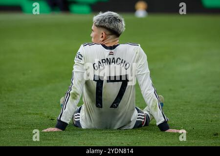 Londra, Regno Unito. 27 ottobre 2024. Londra, Inghilterra, ottobre 27 2024: Alejandro Garnacho (17 Manchester United) dopo la partita di Premier League tra West Ham e Manchester United al London Stadium di Londra, Inghilterra. (Pedro Porru/SPP) credito: SPP Sport Press Photo. /Alamy Live News Foto Stock