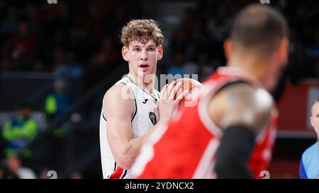 Monaco, Germania. 27 ottobre 2024. Im Bild: Hannes Steinbach (Wuerzburg Baskets, 7) 27.10.2024, FC Bayern Muenchen Basketball vs. FIT-One Wuerzburg Baskets, easyCredit BBL, 6. Spieltag, Deutschland, Monaco, BMW Park Muenchen, credito: dpa/Alamy Live News Foto Stock