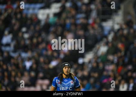 Jarome Luai di Samoa durante la partita delle ABK Beer Internationals Series Inghilterra vs Samoa al Brick Community Stadium, Wigan, Regno Unito, 27 ottobre 2024 (foto di Craig Thomas/News Images) Foto Stock