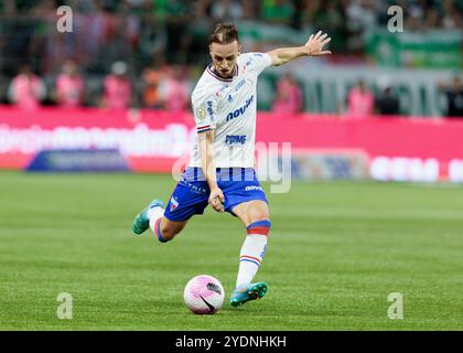 San Paolo, Brasile. 26 ottobre 2024. Calcio - Campionato brasiliano - Palmeiras contro Fortaleza - Stadio Allianz Parque. Il giocatore di Fortaleza Foto Stock