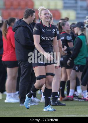 Hendon, North London, Regno Unito. 27 ottobre 2024. Hendon, North London, Inghilterra, ottobre 27 2024: Rosie Galligan (4 Saraceni) a tempo pieno della partita di rugby femminile dell'Allianz Premiership tra Saracens e Gloucester-Hartpury allo Stonex Stadium di Hendon, North London, Inghilterra. (Jay Patel/SPP) credito: SPP Sport Press Photo. /Alamy Live News Foto Stock