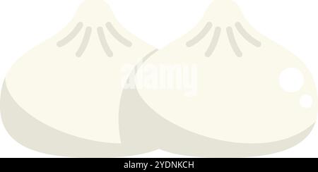 Due pezzi di delizioso cibo baozi cinese sono serviti in un design piatto Illustrazione Vettoriale