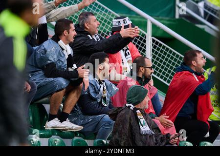 Elche, Spagna. 27 ottobre 2024. ELCHE, SPAGNA - OTTOBRE 27: Tifosi del Burgos CF durante il LaLiga Hypermotion match tra Elche CF e Burgos CF all'Estadio Manuel Martinez Valero il 27 ottobre 2024 a Elche, Spagna. (Foto di Francisco Macia/Photo Players Images/Magara Press) crediti: Magara Press SL/Alamy Live News Foto Stock