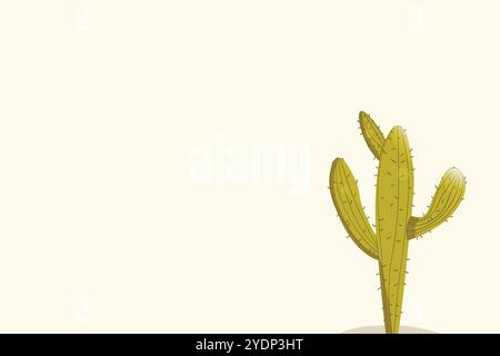 Cactus alti e succulenti con spine su sfondo colorato. Disegno vettoriale Imposta illustrazione per icona, gioco, imballaggio, banner. Wild West, Western, cowboy Illustrazione Vettoriale