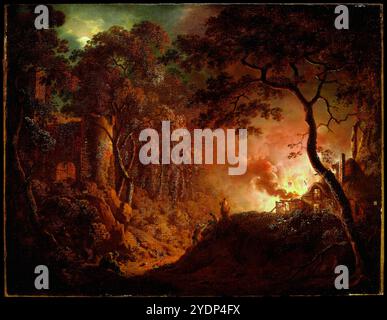 Cottage in fiamme. Joseph Wright di Derby. c. 1786-1787. Foto Stock