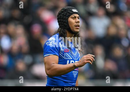 Jarome Luai di Samoa durante la partita delle ABK Beer Internationals Series Inghilterra vs Samoa al Brick Community Stadium, Wigan, Regno Unito, 27 ottobre 2024 (foto di Craig Thomas/News Images) in, il 27/10/2024. (Foto di Craig Thomas/News Images/Sipa USA) credito: SIPA USA/Alamy Live News Foto Stock