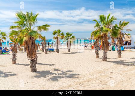 Playa del Postiguet, Alicante, Comunidad Valenciana, distretto di Alicante, Costa Blanca, Spagna Foto Stock