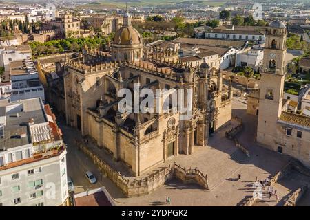 Vista aerea della città di Jerez de la Frontera in Andalusia, Spagna Foto Stock