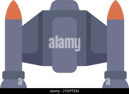 Il veicolo spaziale con due booster di razzi si sta preparando a lasciare la Terra e viaggiare nello spazio Illustrazione Vettoriale