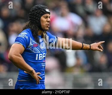 Jarome Luai di Samoa durante la partita delle ABK Beer Internationals Series Inghilterra vs Samoa al Brick Community Stadium, Wigan, Regno Unito, 27 ottobre 2024 (foto di Craig Thomas/News Images) Foto Stock