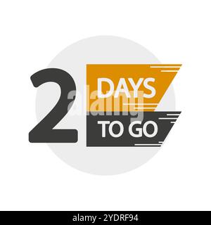 Conto alla rovescia numero due. Mancano 2 giorni in grassetto. Simbolo di promemoria vettoriale. Tempo rimanente per l'evento. Illustrazione Vettoriale