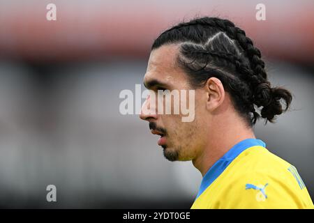 Brunswick, Germania. 27 ottobre 2024. Calcio: Bundesliga 2, Eintracht Braunschweig - Preußen Münster, Matchday 10, Eintracht Stadium. Rayan Philippe di Braunschweig cammina per il campo. Crediti: Swen Pförtner/dpa/Alamy Live News Foto Stock