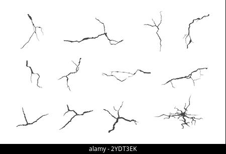 Set di vettori per crack, silhouette per crack, vettori per pareti Crack, silhouette per pareti Crack, clipart Crack, pacchetto vettoriale incrinatura Illustrazione Vettoriale