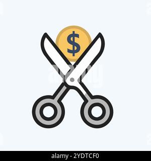 Immagine vettoriale dell'icona di taglio dei costi Illustrazione Vettoriale