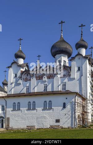 Il monastero di Solovetskij è un monastero fortificato situato sulle Isole Solovetskij nel Mar bianco, in Russia. Cattedrale della Trasfigurazione Foto Stock