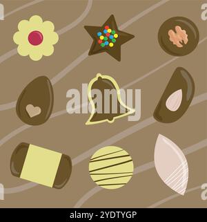 Set di caramelle natalizie dal design vettoriale islolato Illustrazione Vettoriale