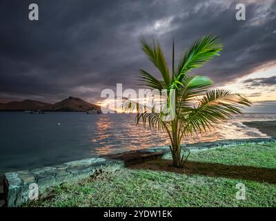 Scena serale dai terreni del Volivoli Resort a viti Levu, Figi, Pacifico meridionale, Pacifico Foto Stock