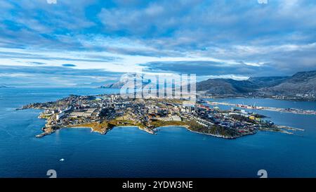 Aerea di Nuuk, capitale della Groenlandia, Danimarca, regioni polari Foto Stock