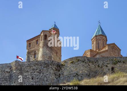 Gremi è un monumento architettonico del XVI secolo, la cittadella reale e la Chiesa degli Arcangeli in Kakheti, Georgia, Asia Foto Stock