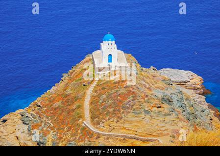 Chiesa dei sette Martiri, Kastro, isola di Sifnos, Cicladi, isole greche, Grecia, Europa Foto Stock
